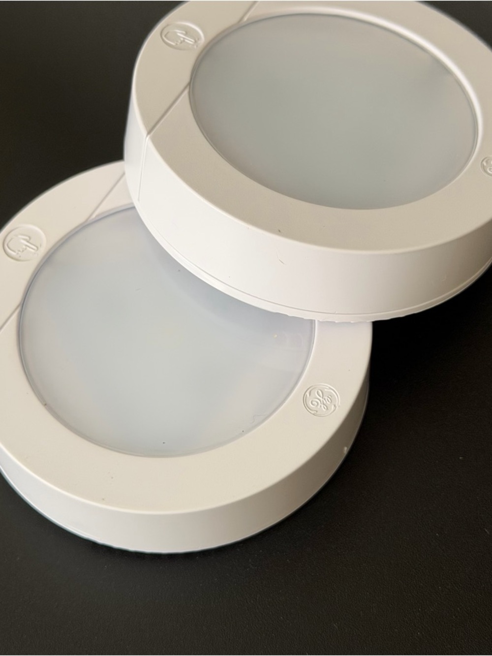 GE White LED Puck Lights - Set of 2